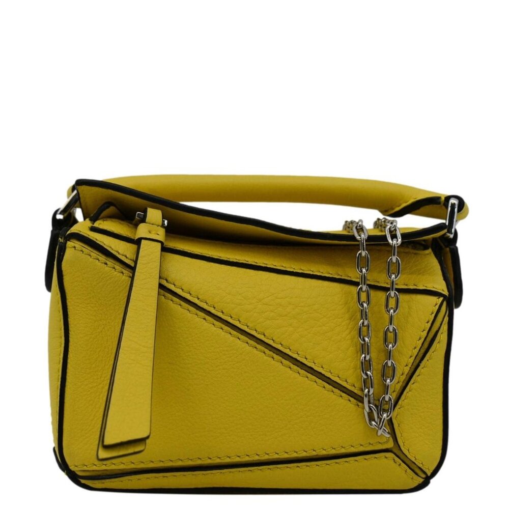LOEWE Nano Puzzle Leather Shoulder Bag Yellow - Picture 1 of 13